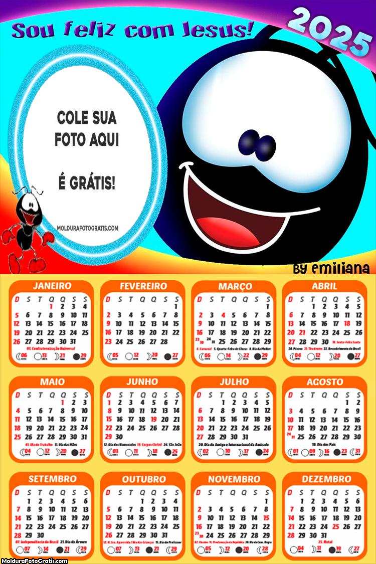 Calendário Smiliguido 2025 Colagem de Foto