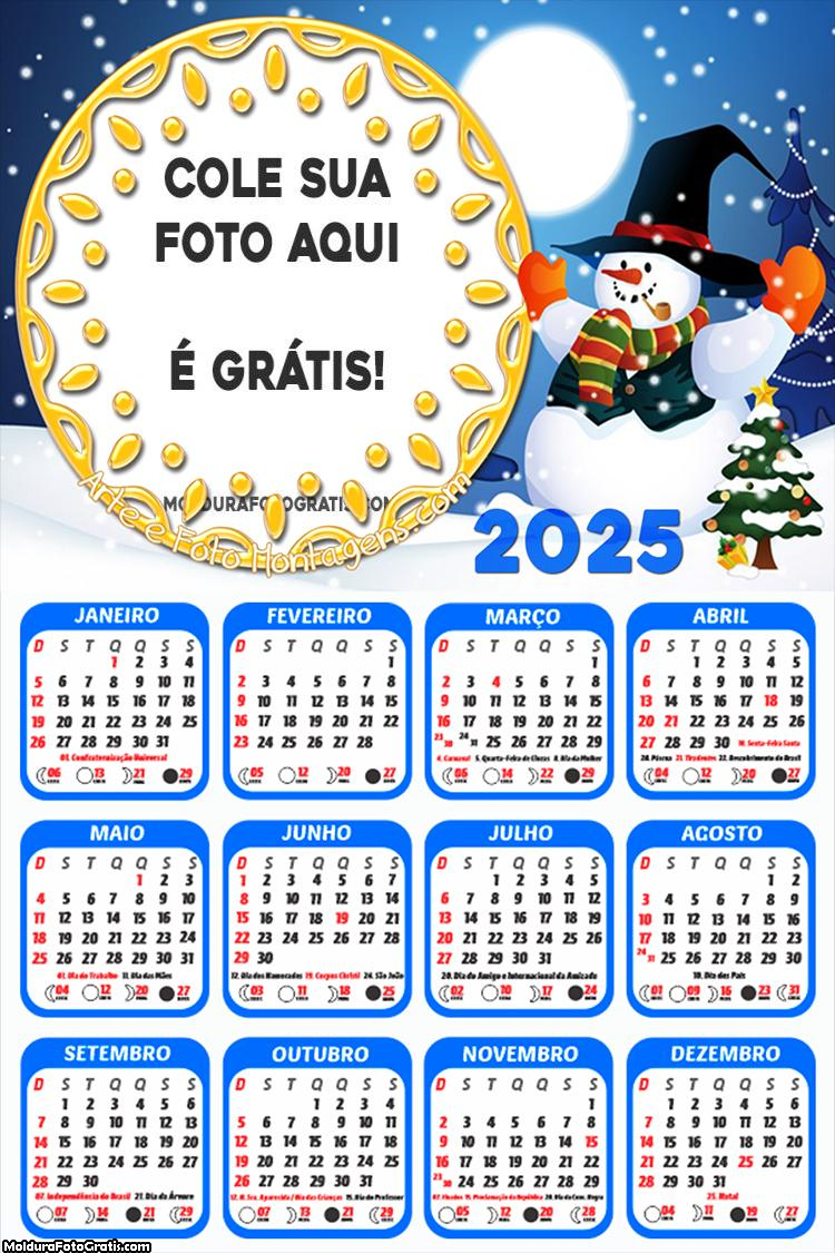 Calendário Boneco de Neve de Natal 2025 Foto