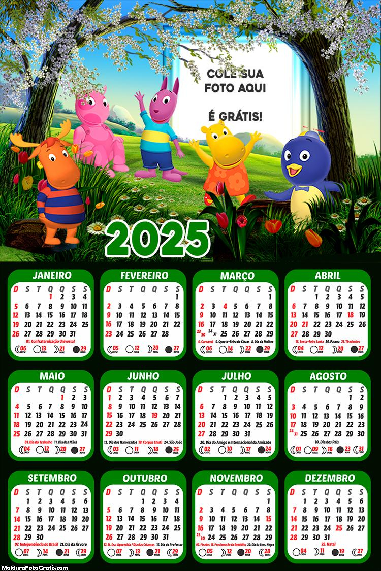 Calendário Os Backyadigans Personagens 2025 Colagem de Foto