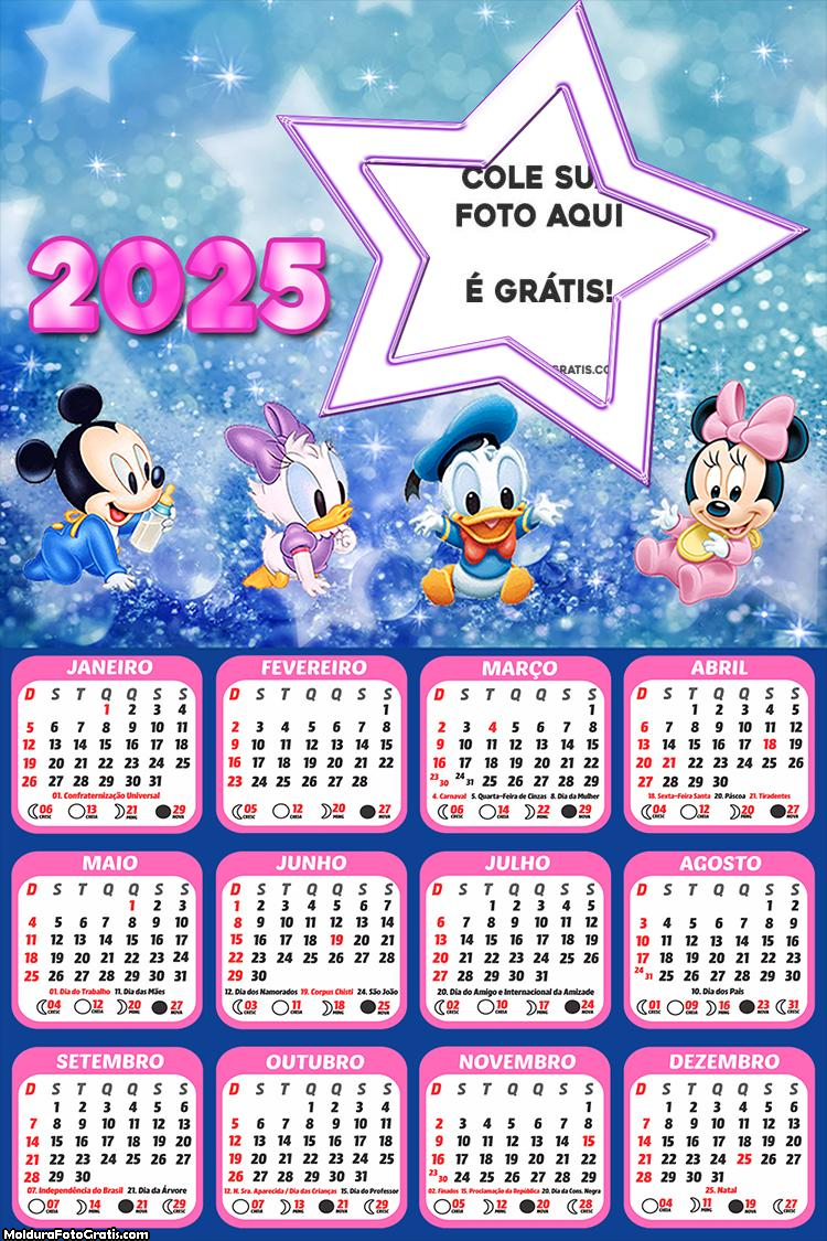 Calendário Disney Baby 2025 Foto Montagem