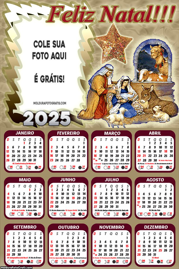 Calendário Presépio de Natal 2025 Montagem para Foto