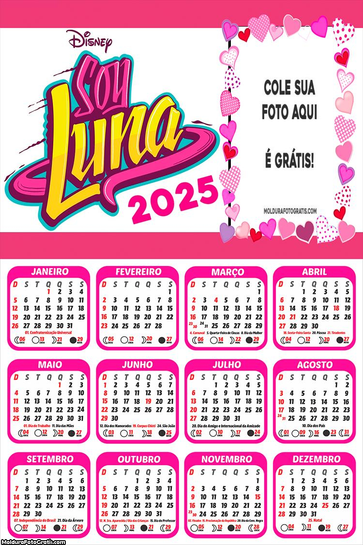 Calendário Sou Luna Patinadora 2025 Montagem