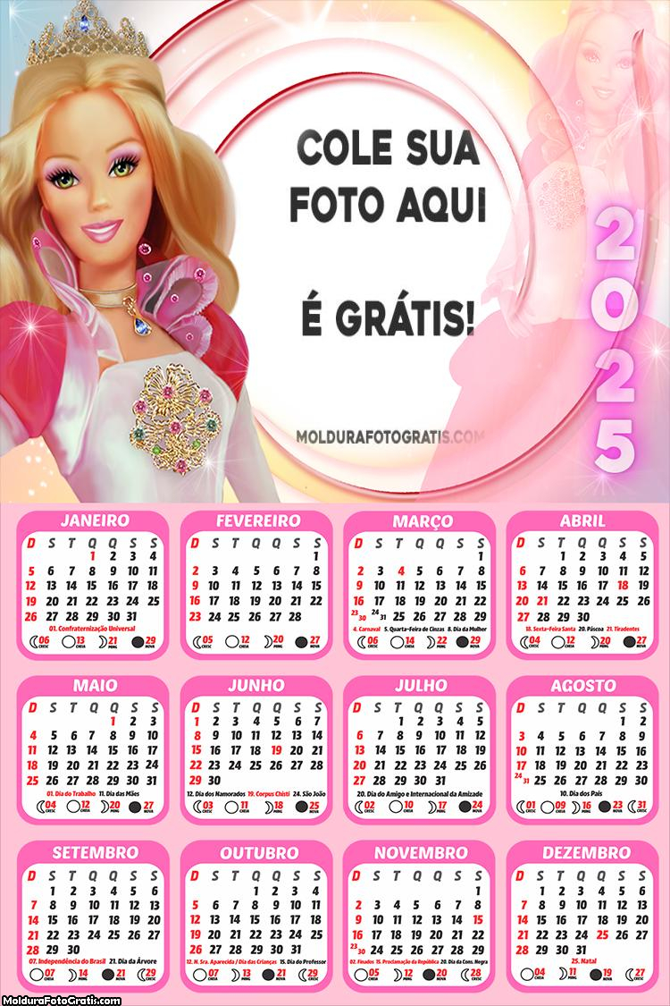 Calendário Barbie Boneca 2025 Foto