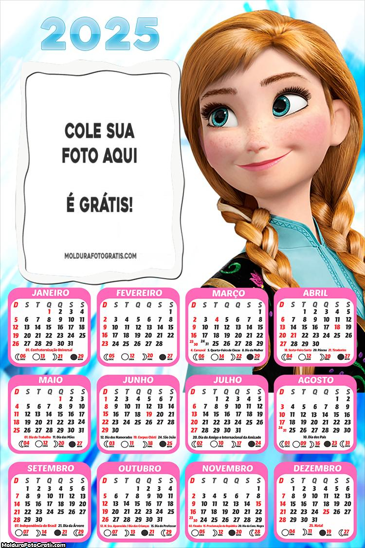 Calendário Anna Frozen 2025 Montagem