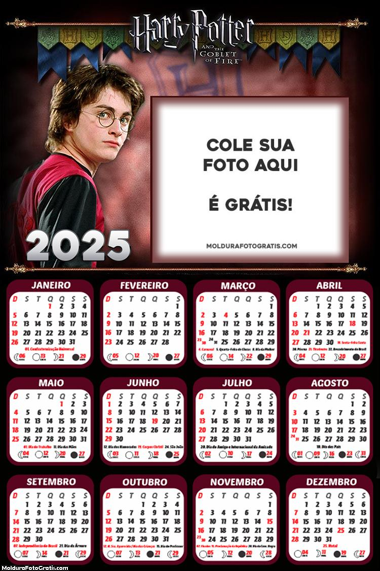 Calendário Harry Potter 2025 Foto Montagem