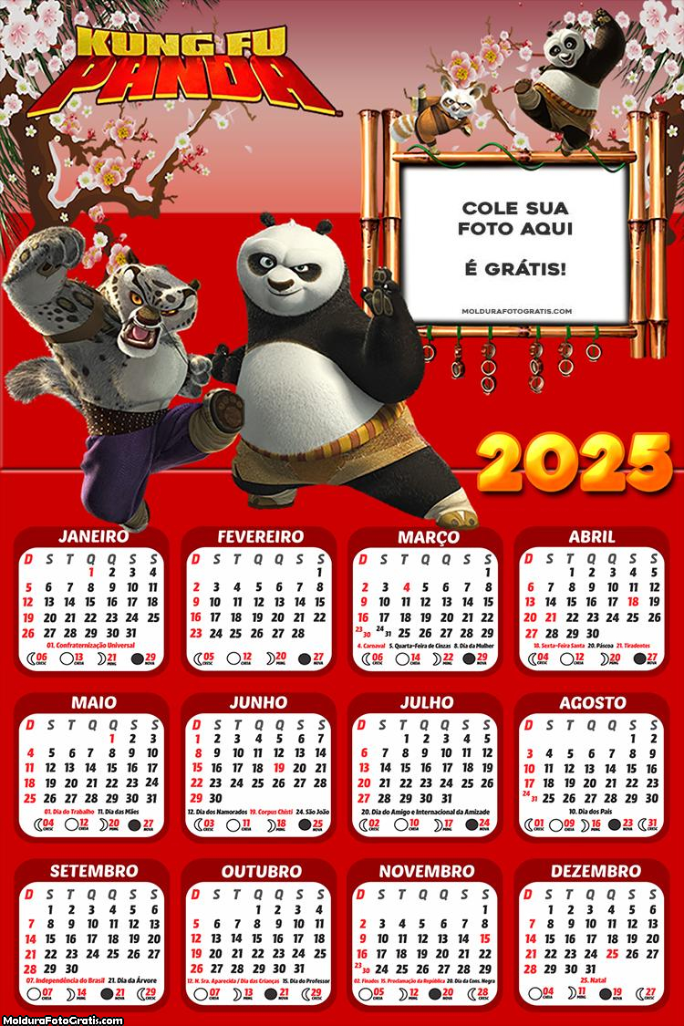 Calendário Kung Fu Panda 2025 Foto Montagem