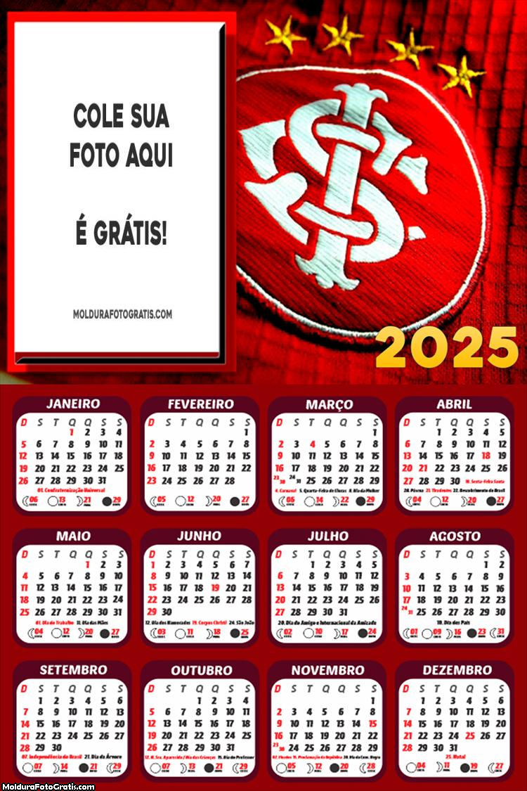 Calendário Internacional Time Futebol 2025 Foto Montagem