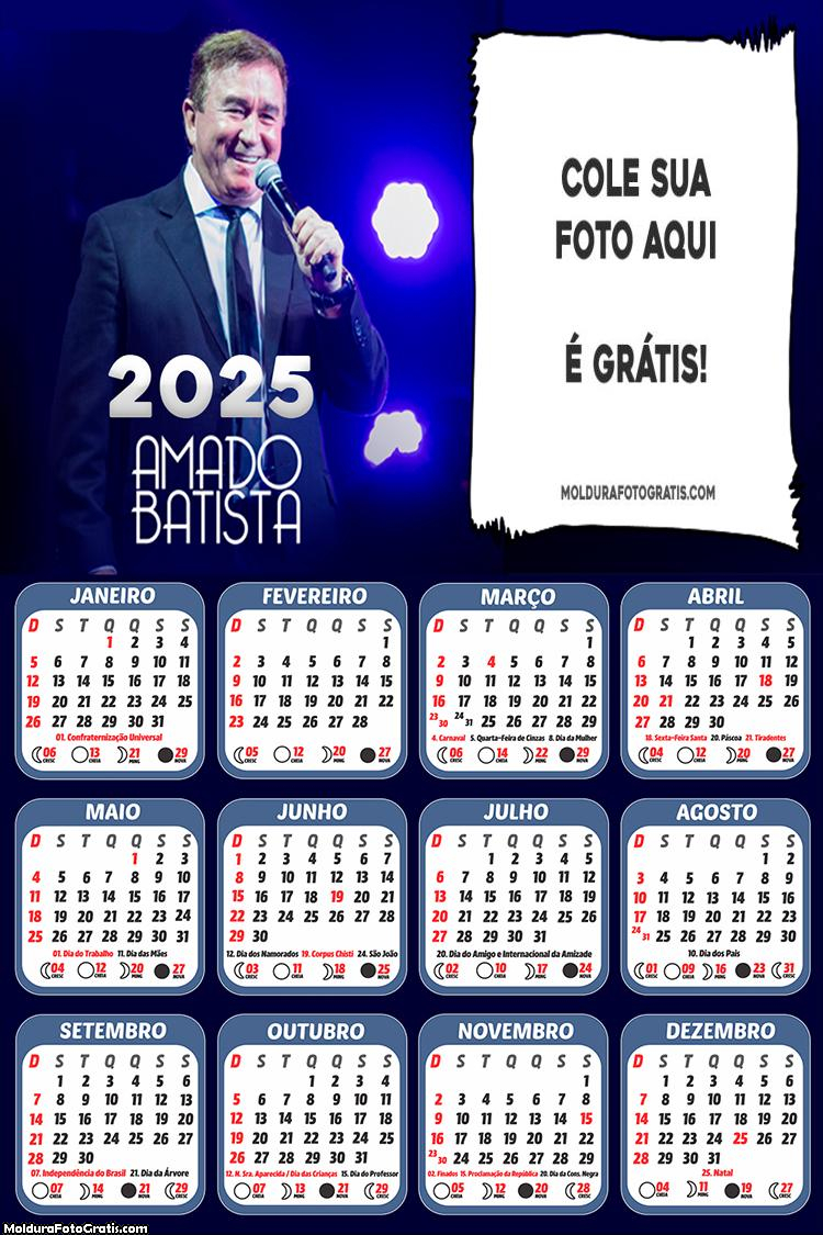 Calendário Amado Batista 2025 Foto Montagem