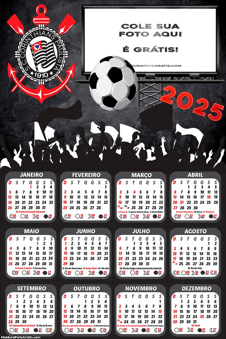 Calendário Corinthians Torcida 2025 Foto Montagem