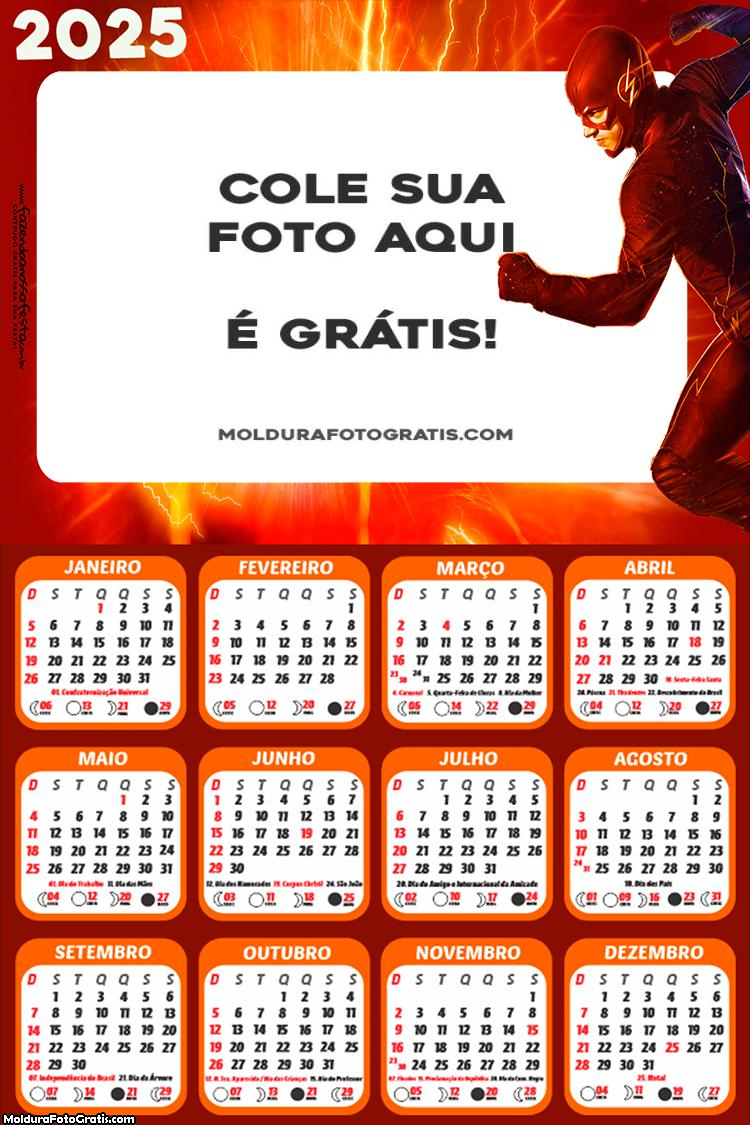 Calendário The Flash 2025 Colagem de Foto