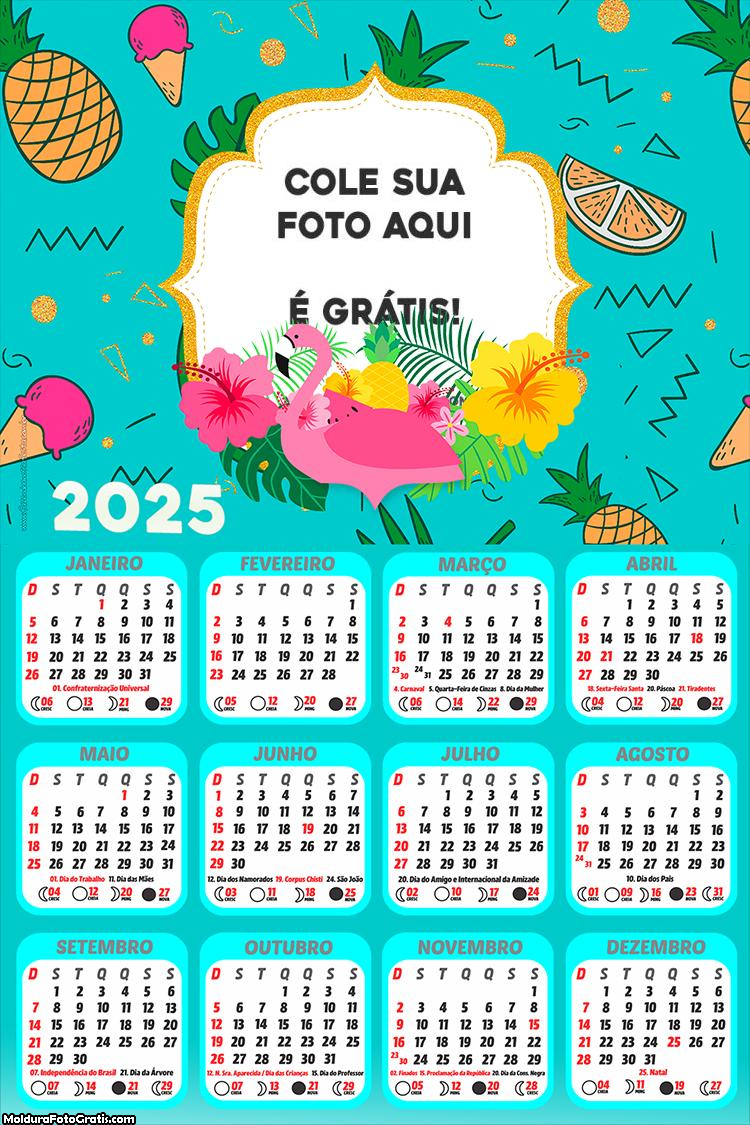 Calendário Flamingo 2025 Foto Montagem