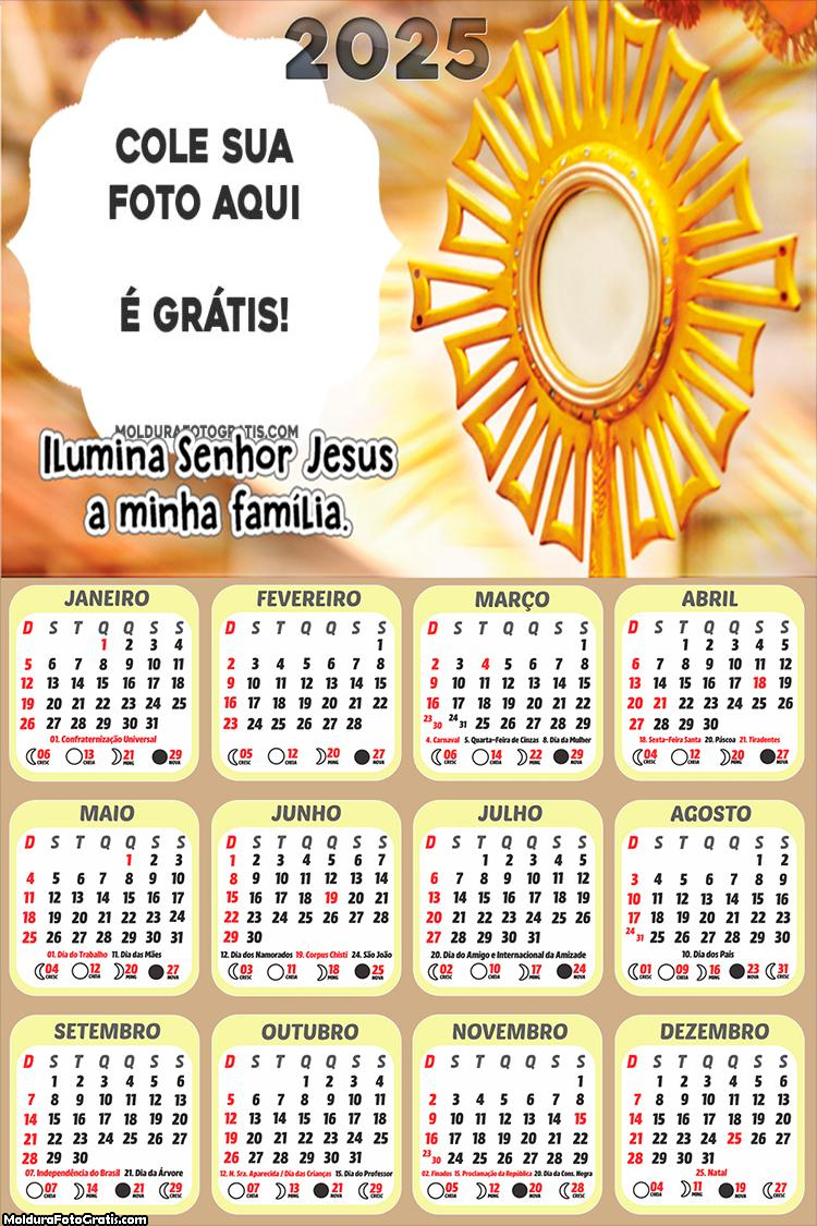 Calendário Senhor Jesus 2025 Montagem Grátis