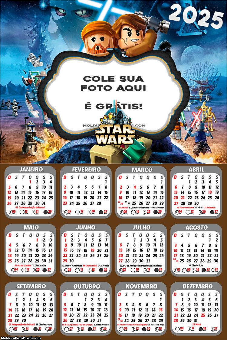 Calendário Star Wars Lego 2025 Colagem de Foto