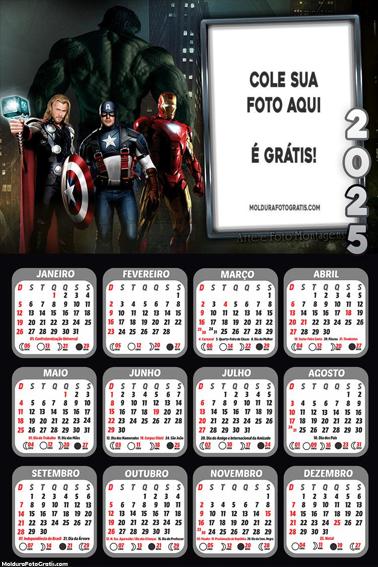 Calendário Avengers Os Vingadores 2025