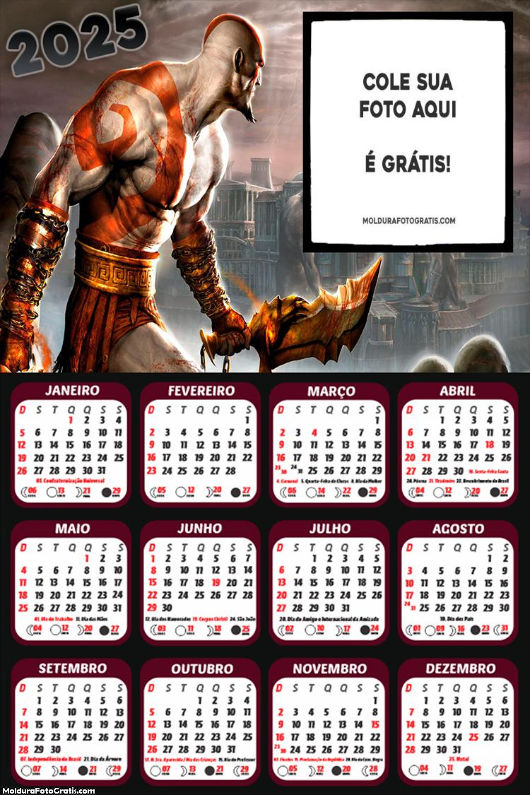 Calendário God of War 2025 Montagem Online