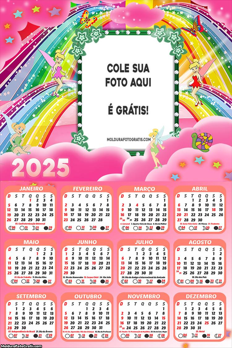 Calendário Fantasia 2025 Foto Montagem