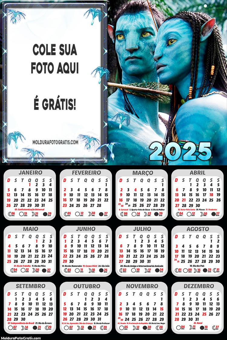 Calendário Avatar 2025 Montagem de Foto