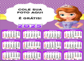 Calendário Sofia Disney 2025 Colagem de Foto