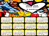 Calendário Romero Britto Coração 2025 Montagem para Foto